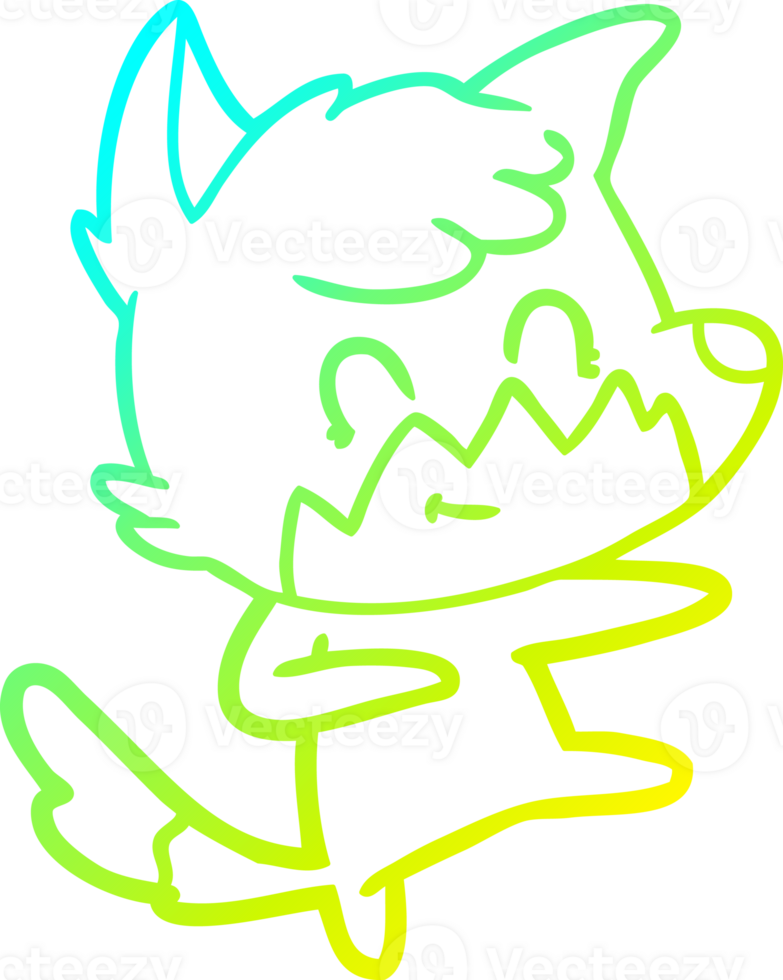 cold gradient line drawing of a cartoon friendly fox png
