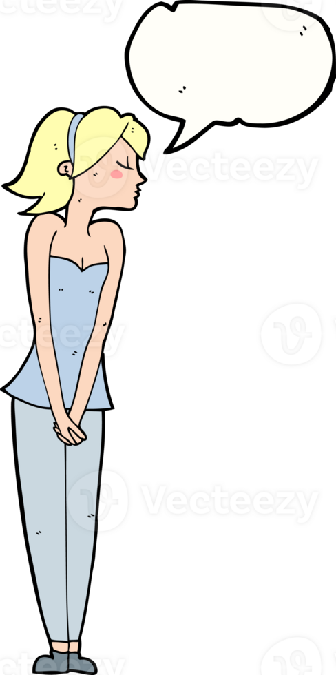cartoon pretty woman with speech bubble png