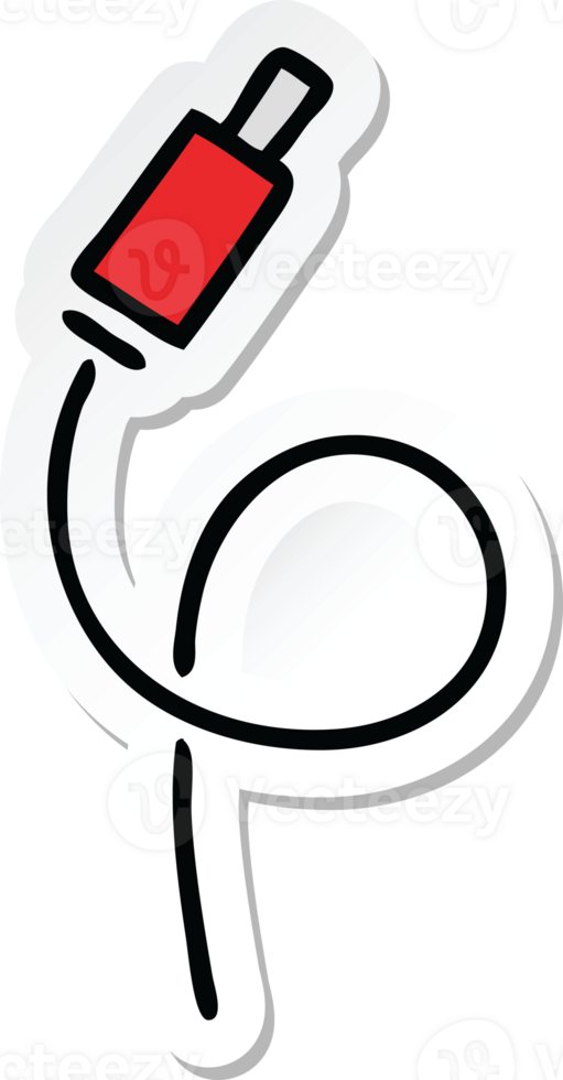 sticker of a cute cartoon audio plug png