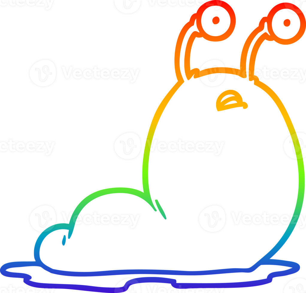 rainbow gradient line drawing of a cartoon slug png