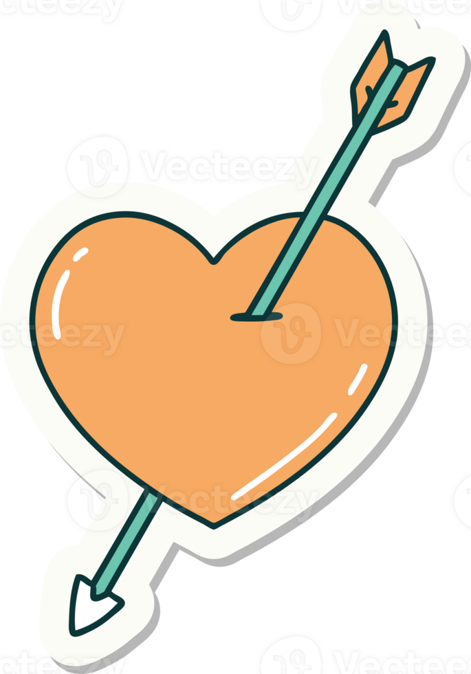 sticker of tattoo in traditional style of an arrow and heart png