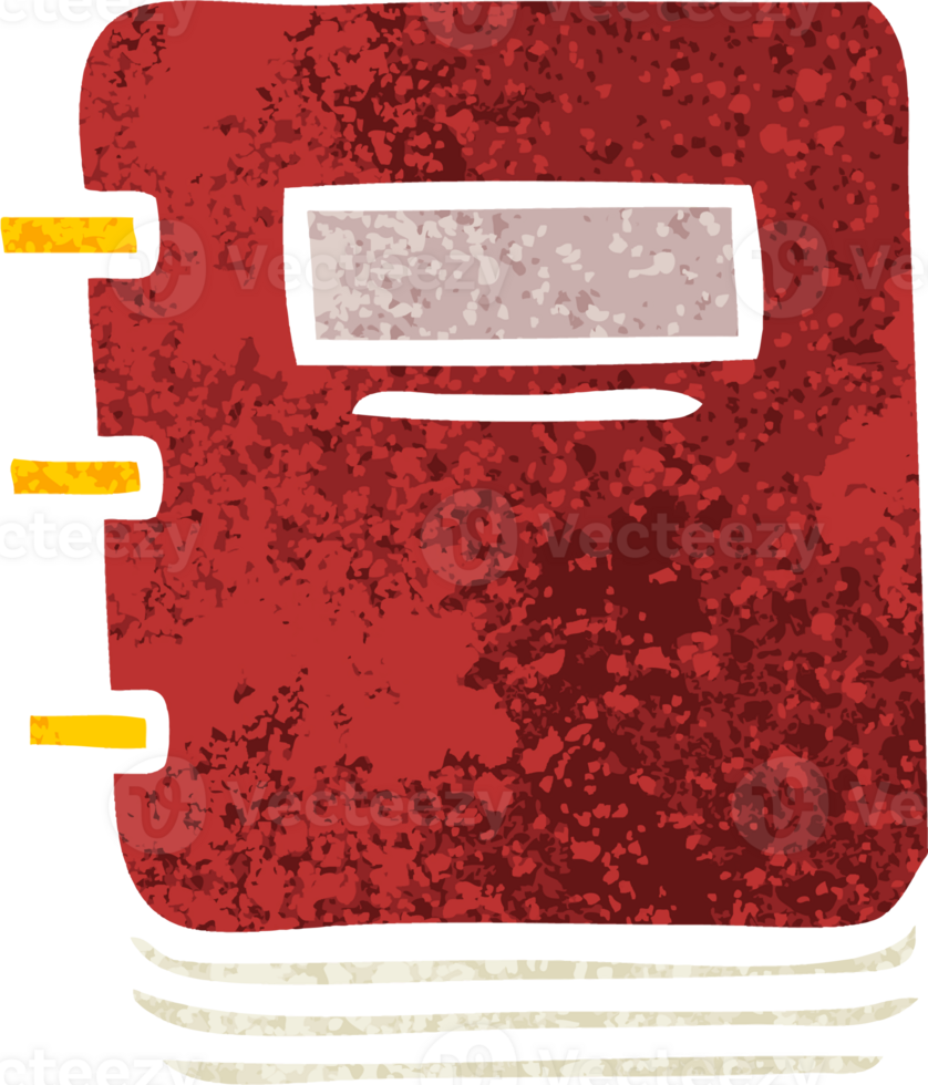 retro illustration style cartoon of a note book png