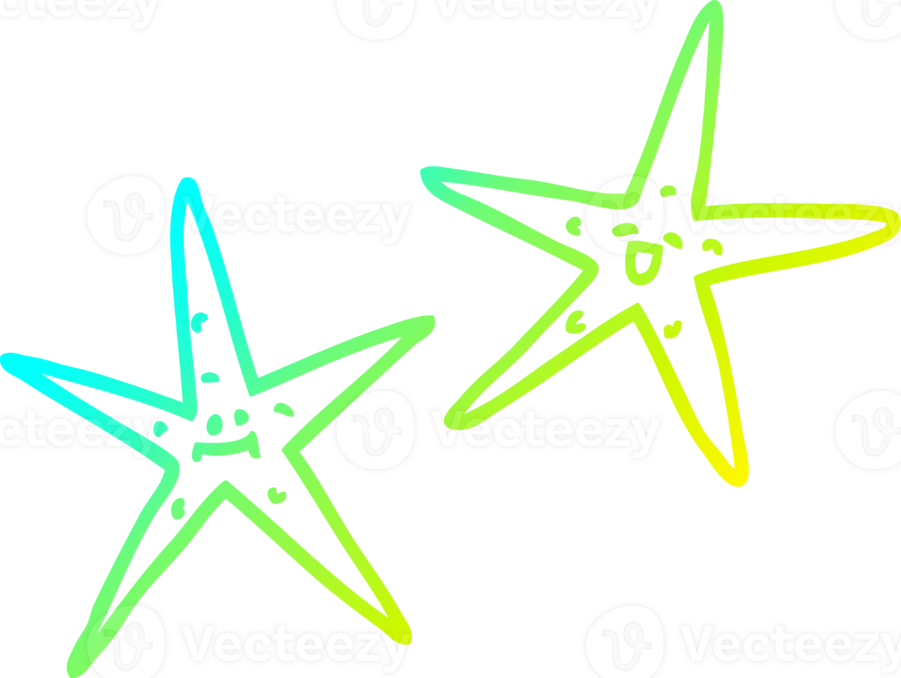 cold gradient line drawing of a cartoon star fish png