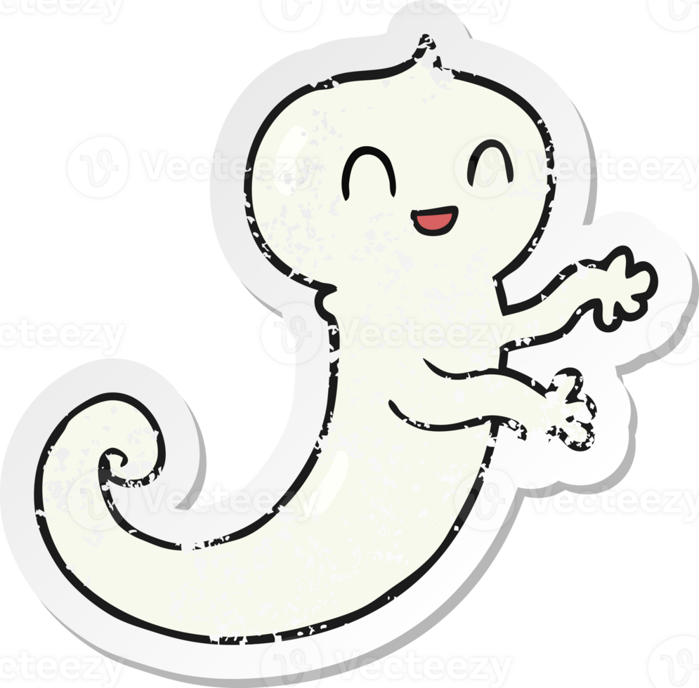 retro distressed sticker of a cartoon ghost png