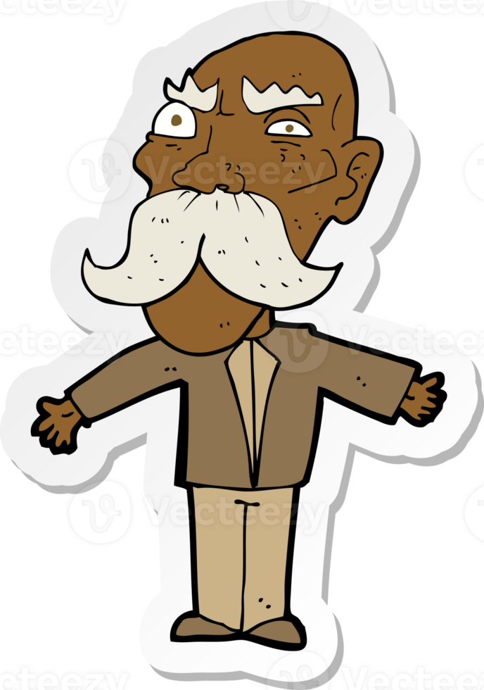 sticker of a cartoon angry old man png