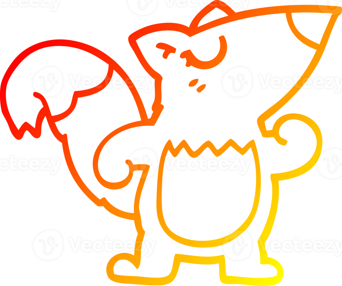 warm gradient line drawing of a cartoon confident squirrel png