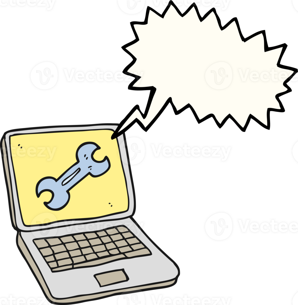 drawn speech bubble cartoon laptop computer with fix screen png