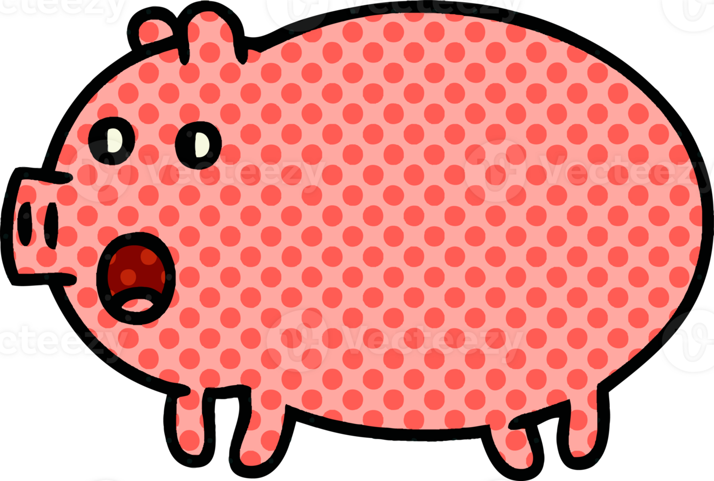 comic book style cartoon of a pig png