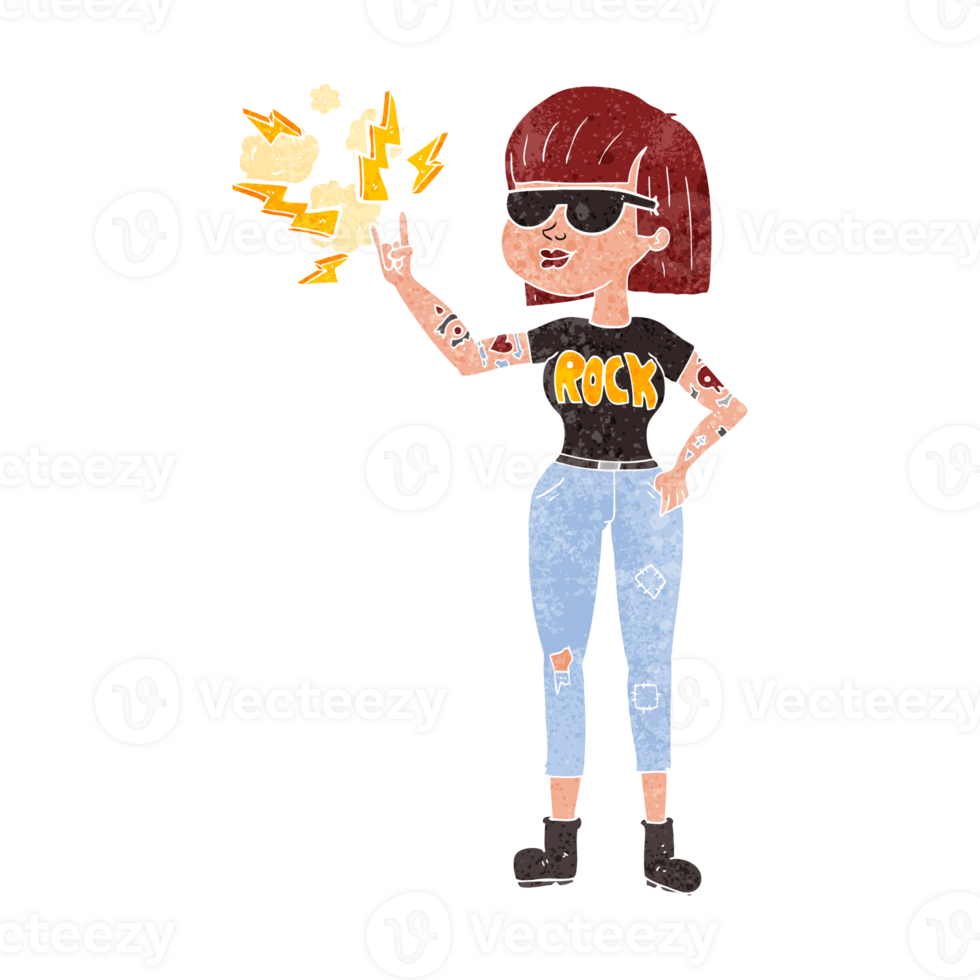 retro cartoon rock woman png