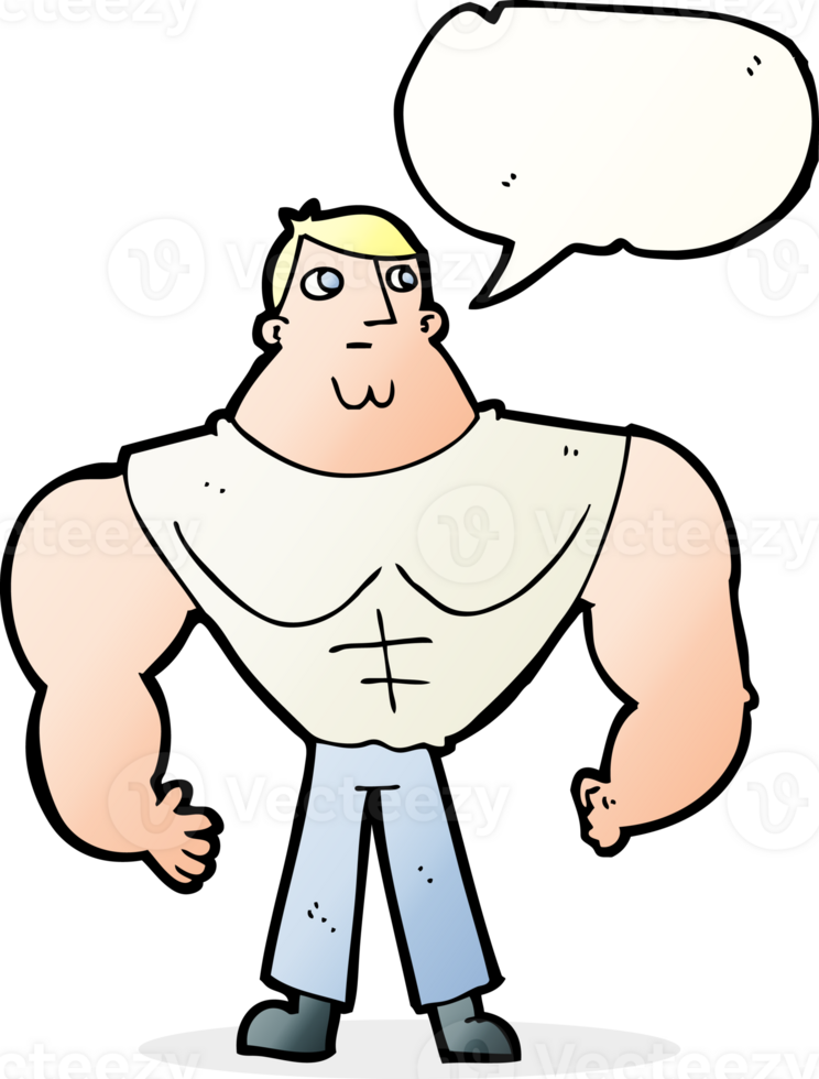 cartoon body builder with speech bubble png