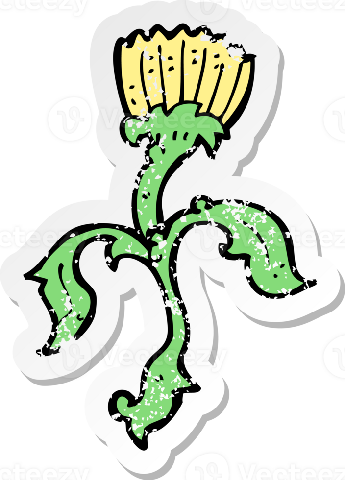 retro distressed sticker of a cartoon flower png