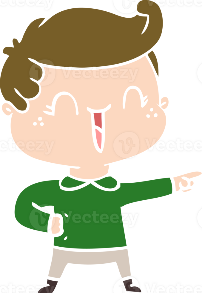 flat color style cartoon laughing boy pointing png