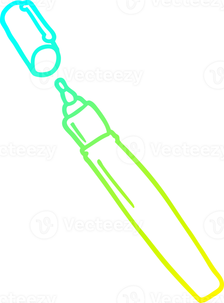 cold gradient line drawing of a cartoon permanent marker png