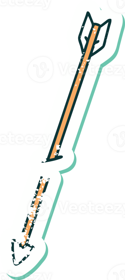 iconic distressed sticker tattoo style image of an arrow png