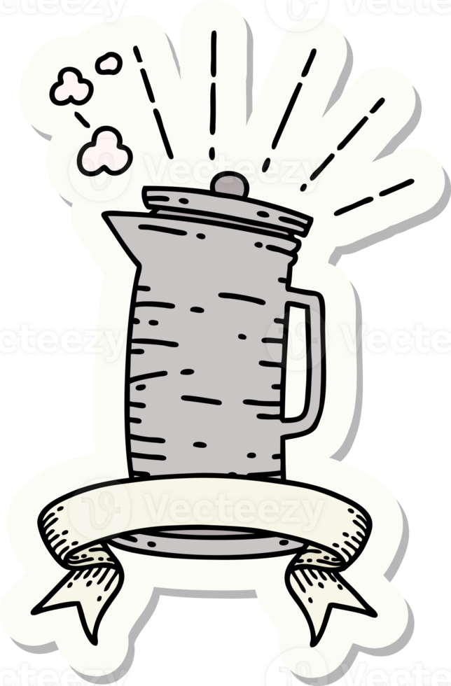 sticker of a tattoo style coffee jug png