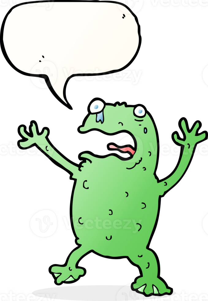 cartoon frightened frog with speech bubble png