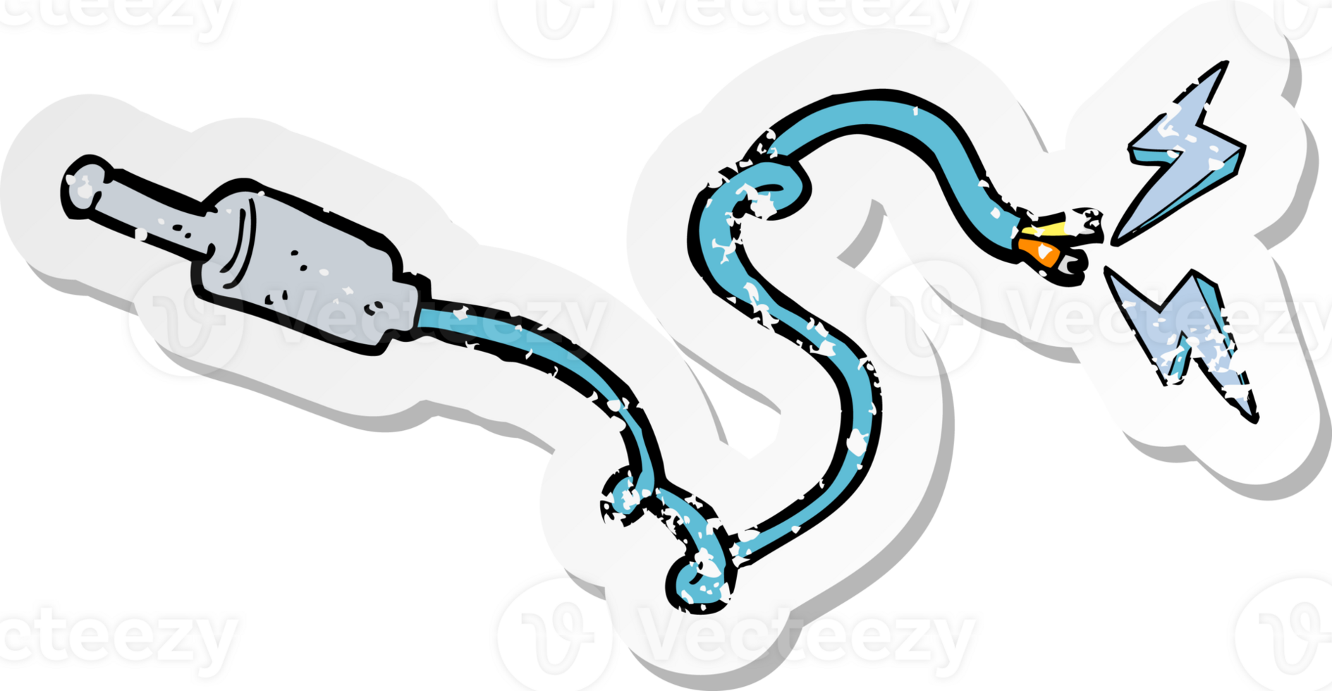 retro distressed sticker of a cartoon plug png