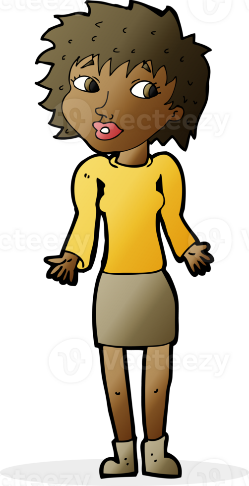 cartoon woman shrugging shoulders png