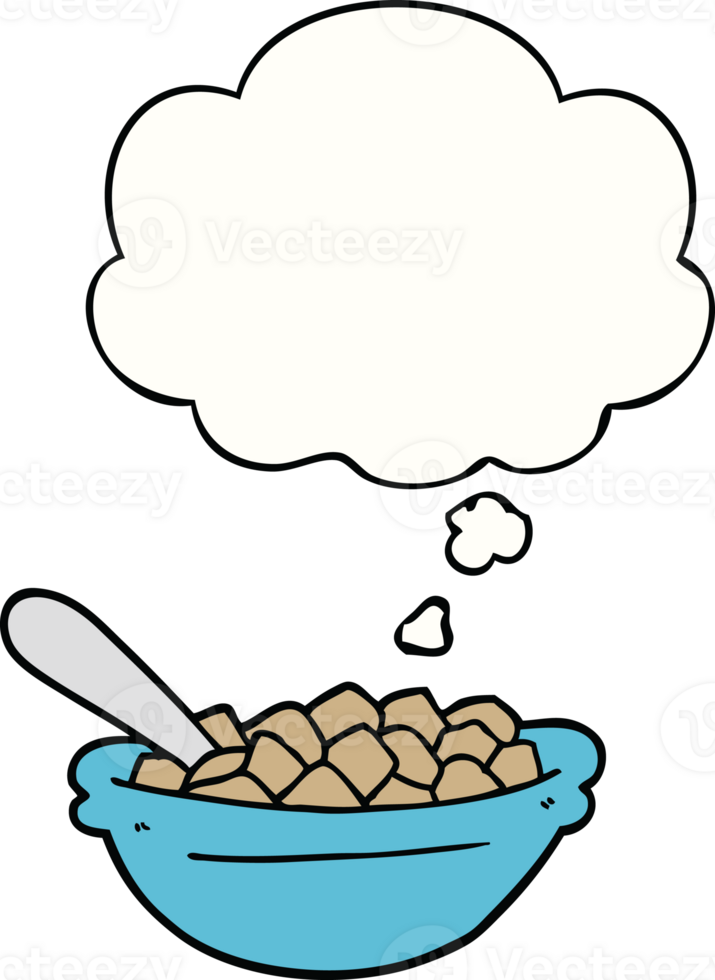 cartoon cereal bowl with thought bubble png