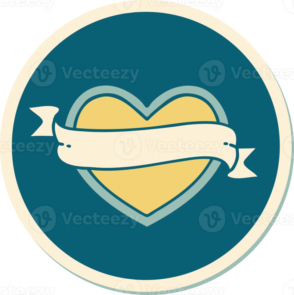 sticker of tattoo in traditional style of a heart and banner png