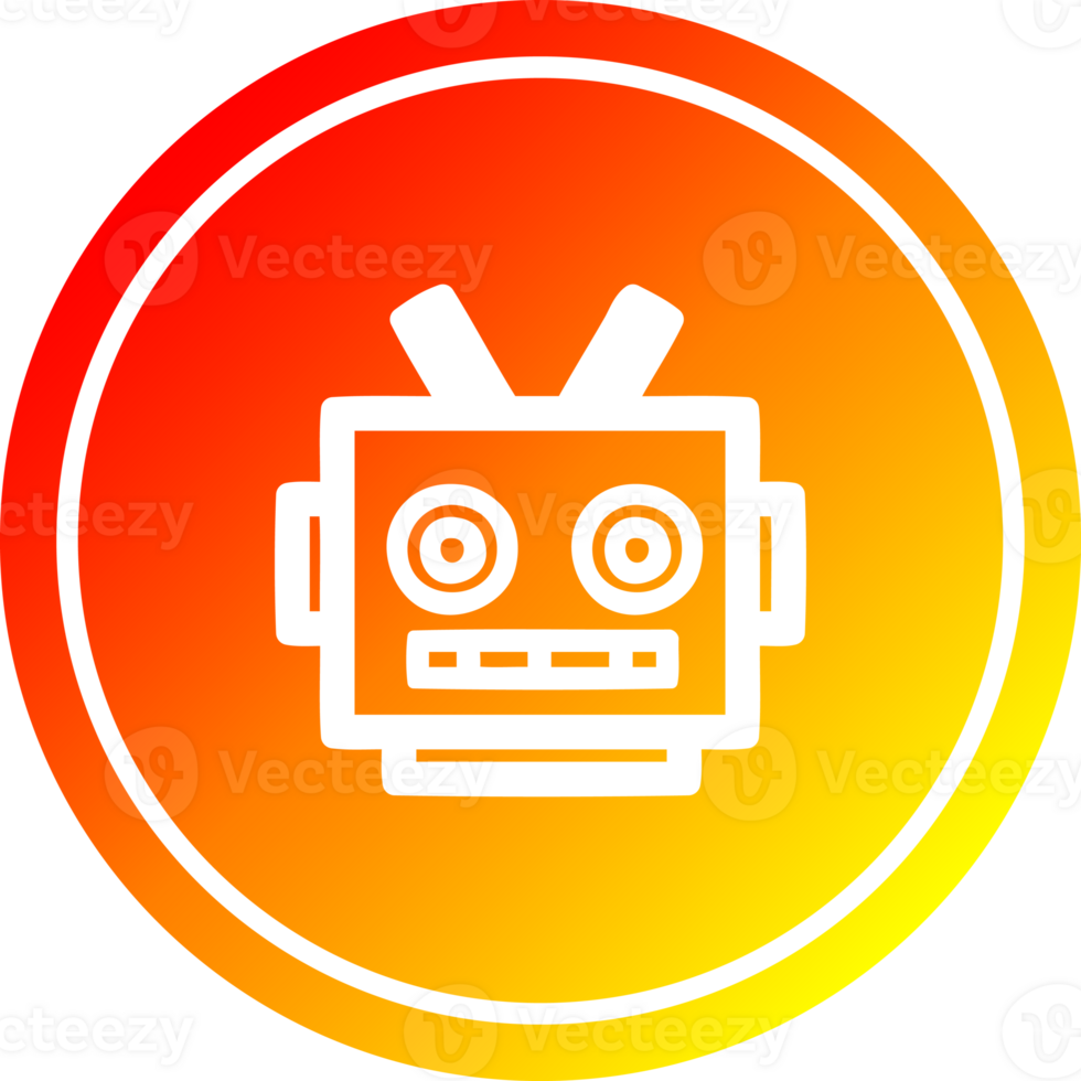 robô cabeça circular ícone com caloroso gradiente terminar png