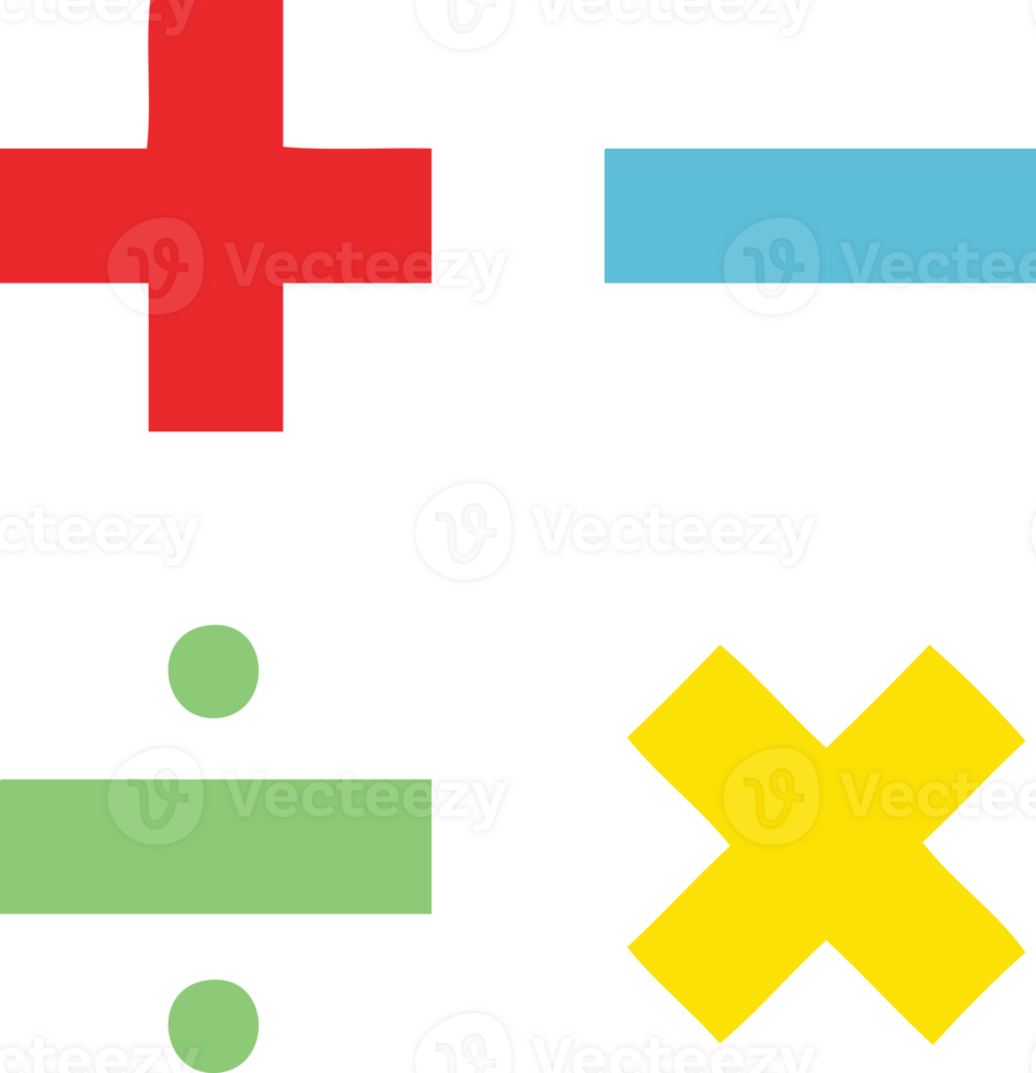 flat color retro cartoon of a math symbols png