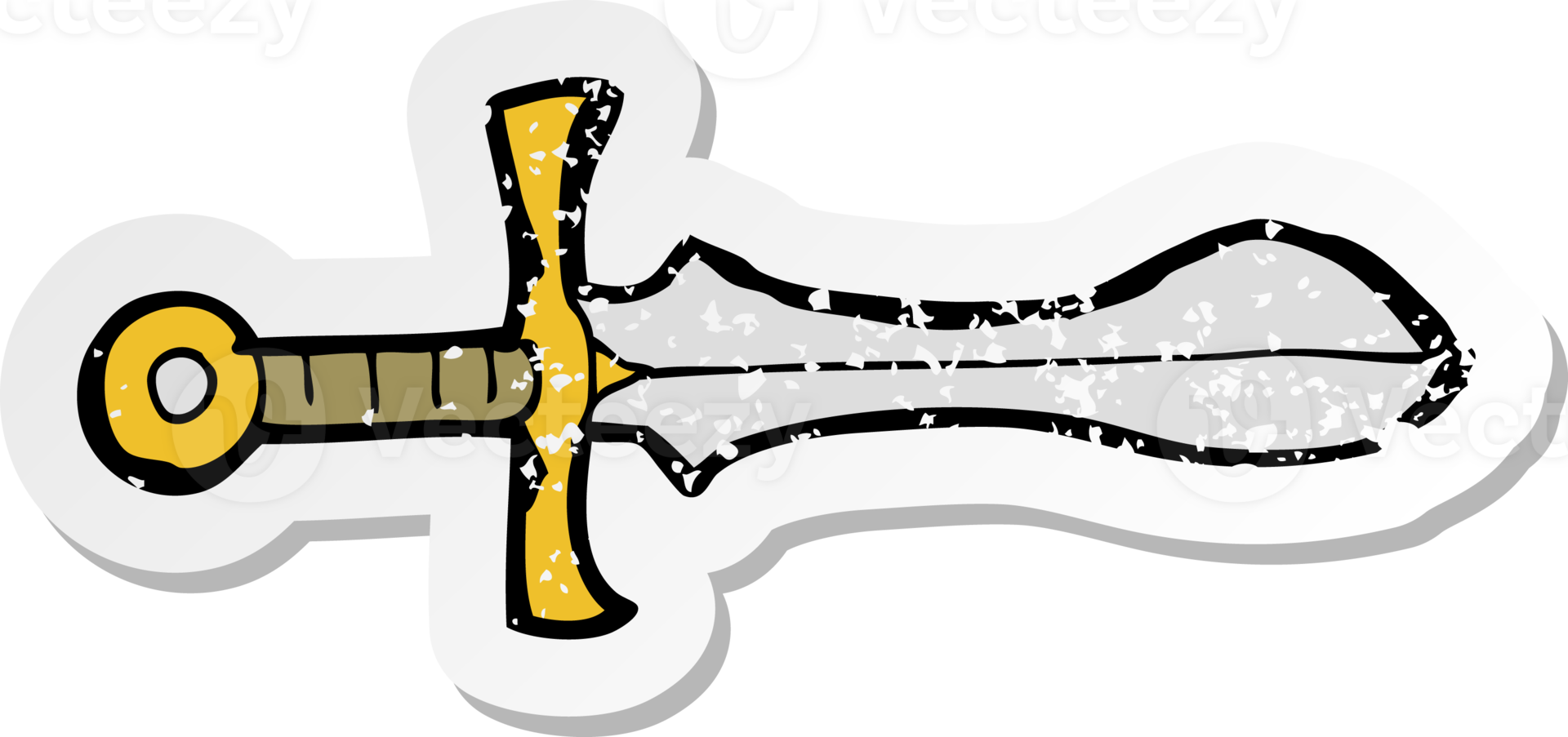 retro distressed sticker of a cartoon sword png