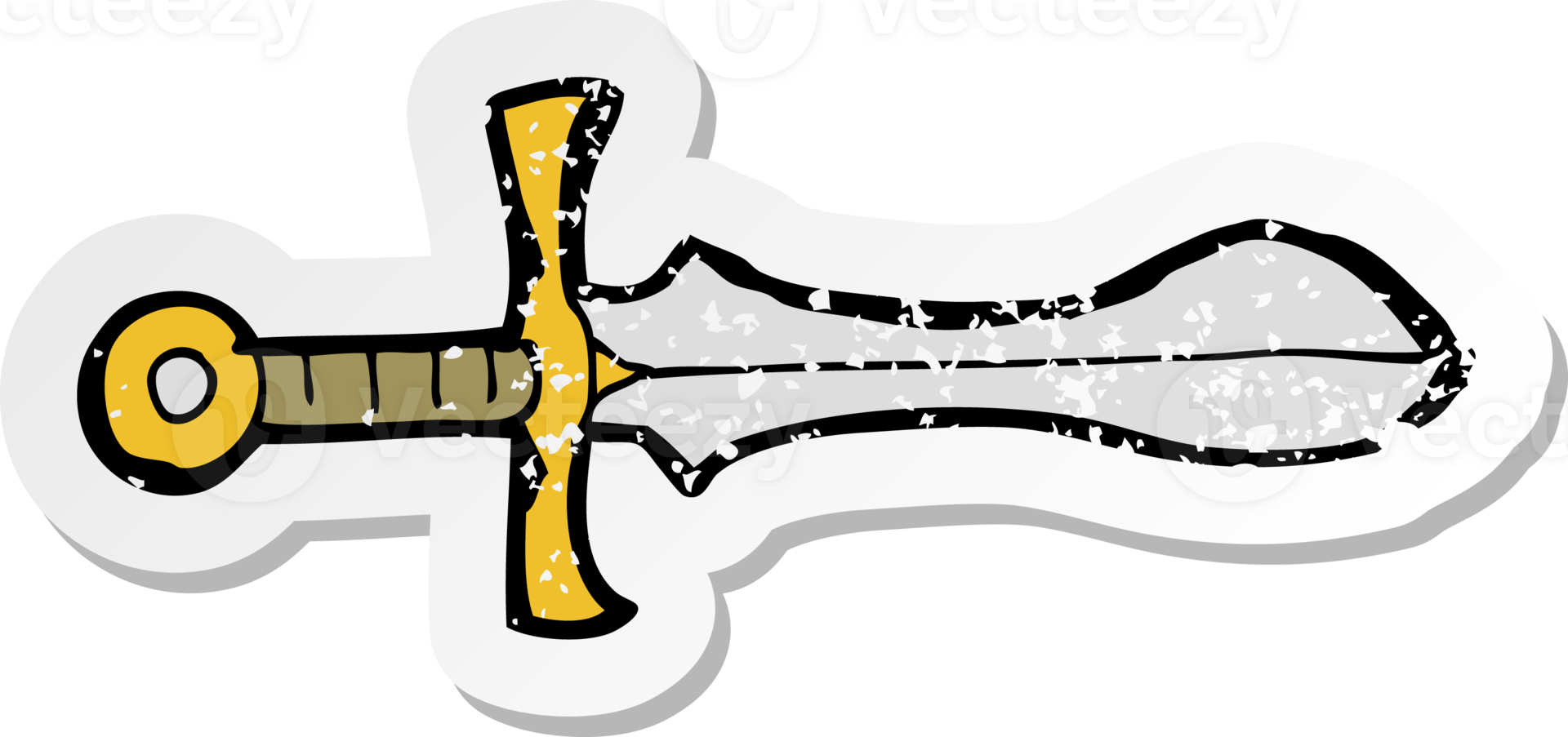autocollant rétro en détresse d'une épée de dessin animé png