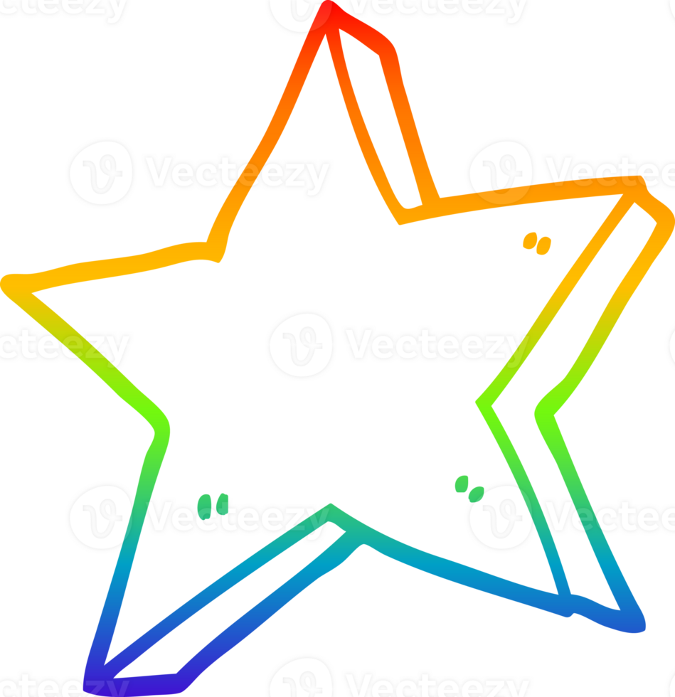 rainbow gradient line drawing of a cartoon star png
