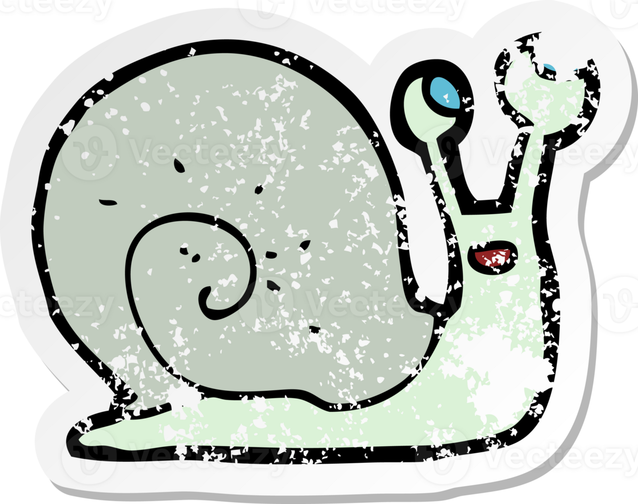 retro distressed sticker of a cartoon snail png