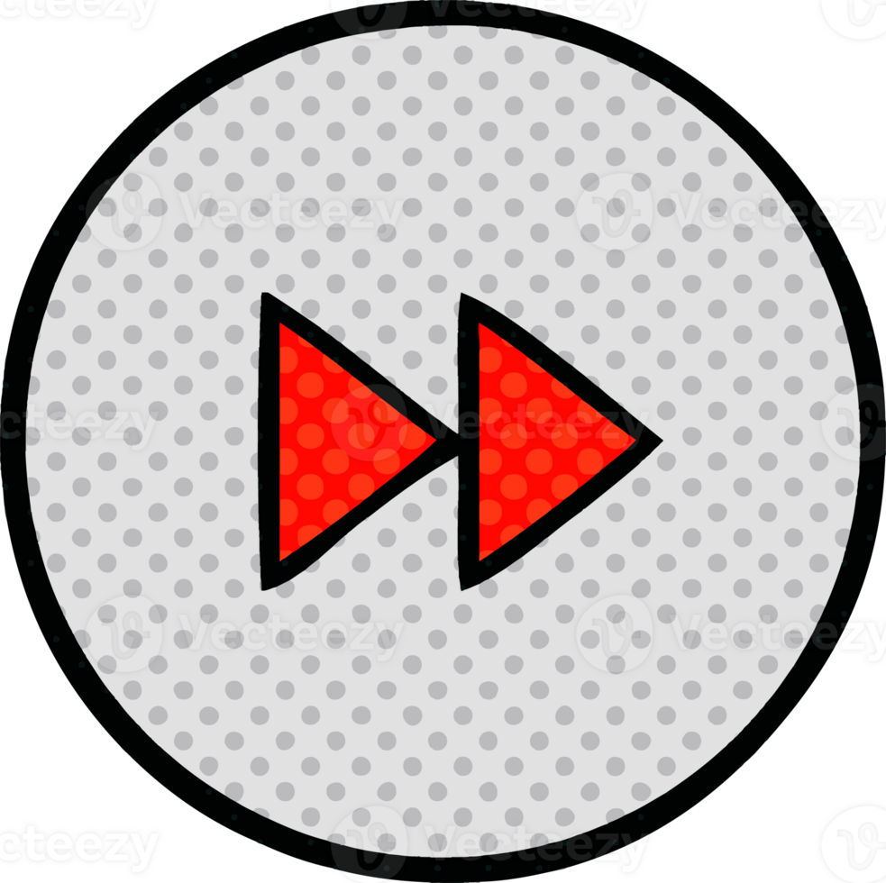 comic book style cartoon of a fast forward button png