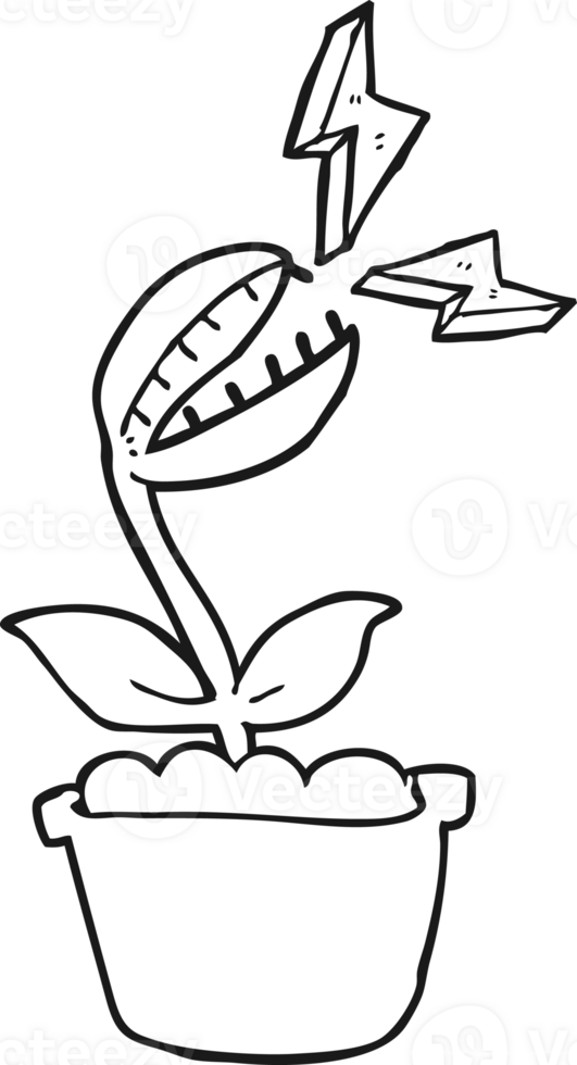 drawn black and white cartoon venus fly trap png