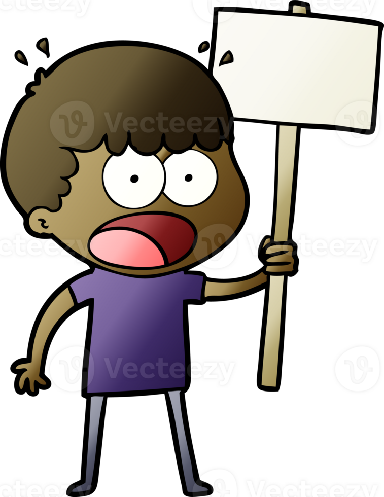 cartoon shocked man with placard png