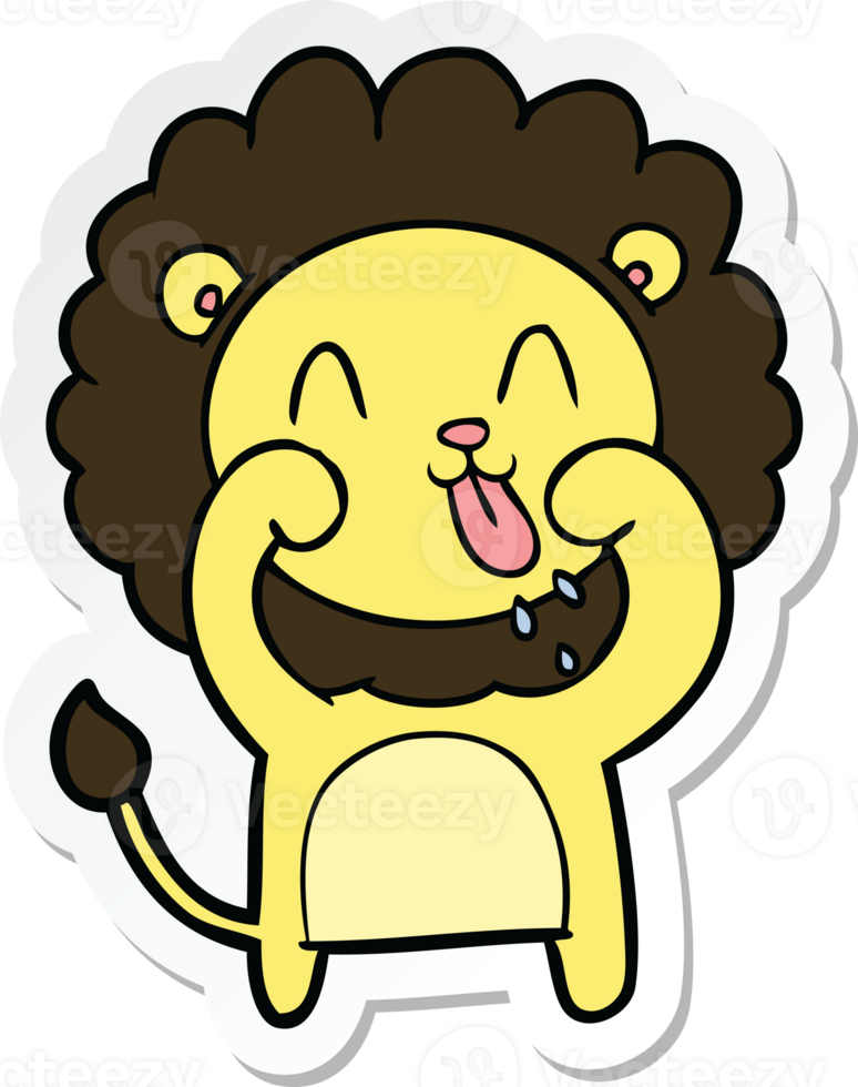 sticker of a happy cartoon lion png