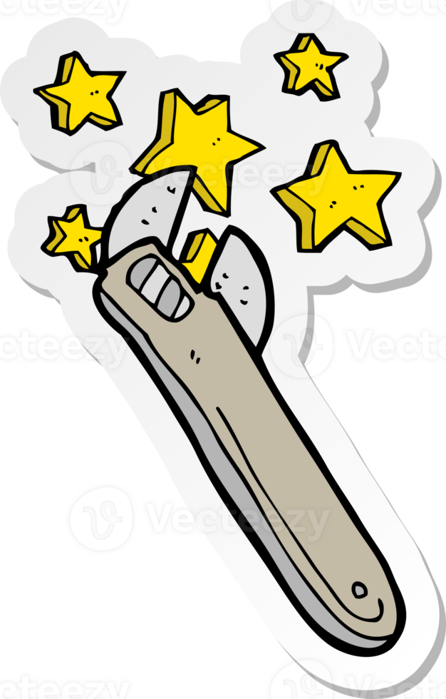 sticker of a cartoon adjustable spanner png