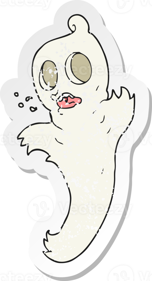 retro distressed sticker of a cartoon ghost png