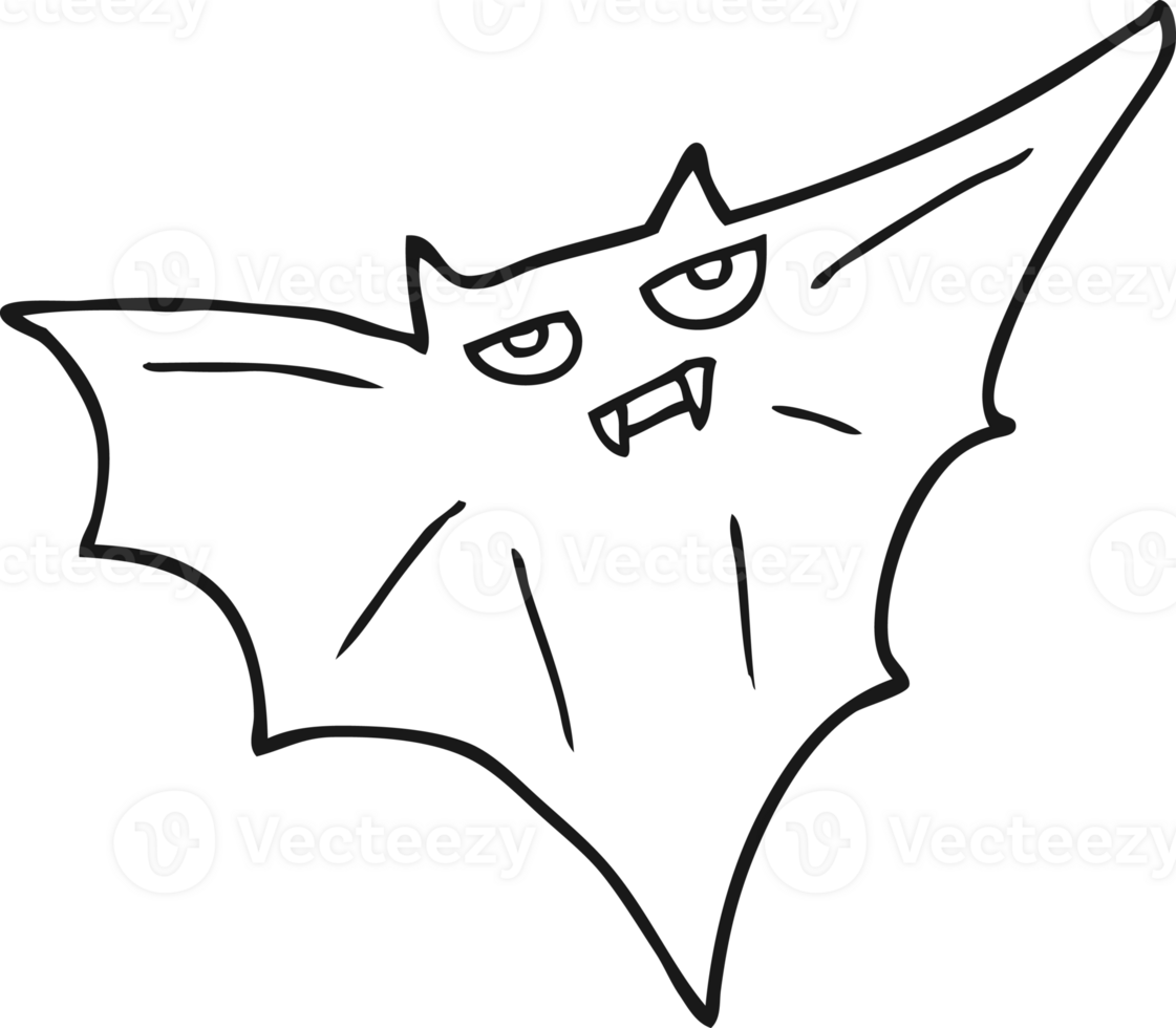 drawn black and white cartoon halloween bat png