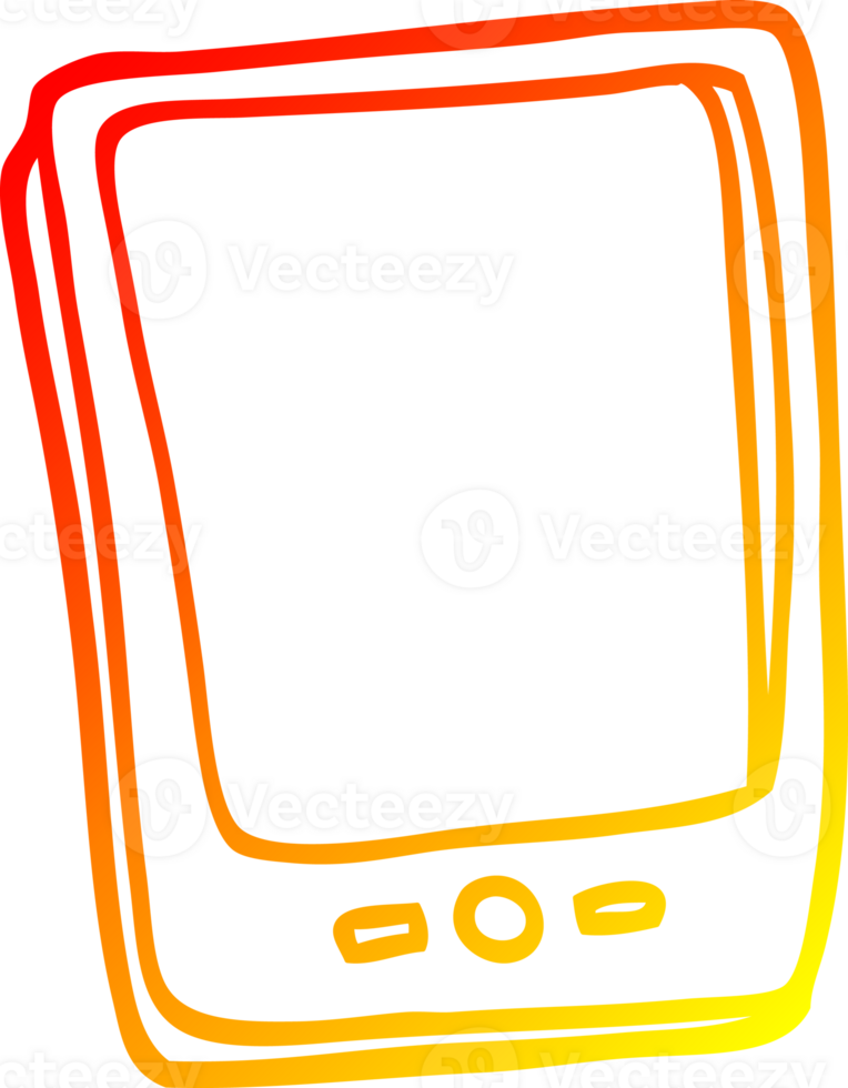 warm gradient line drawing of a cartoon touch screen mobile png