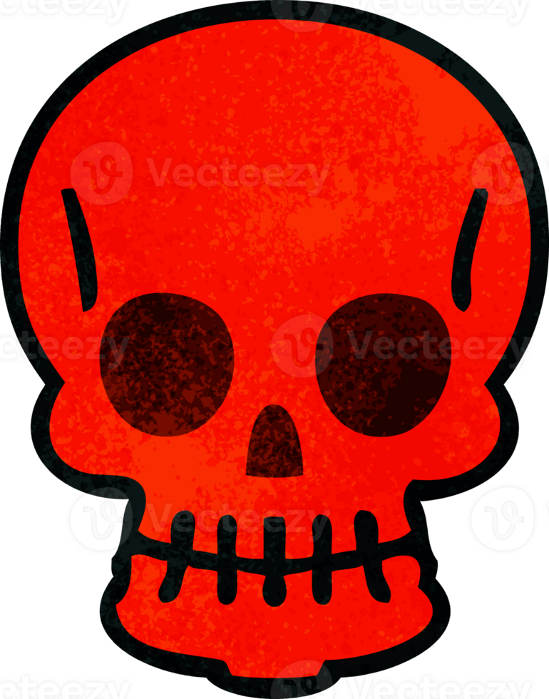 hand drawn quirky cartoon skull png