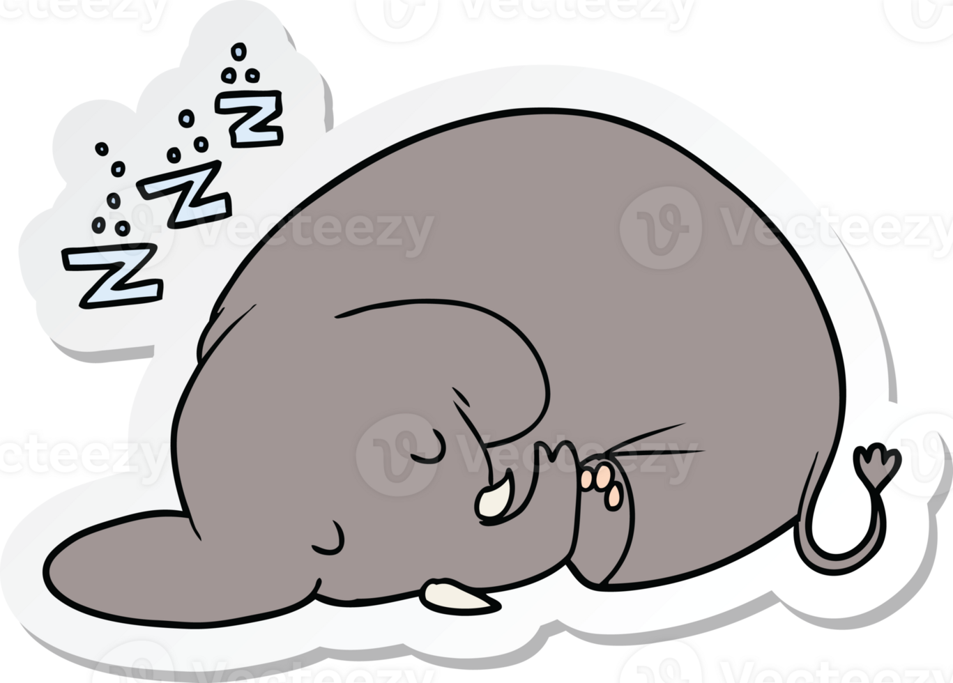 sticker of a cartoon sleeping elephant png