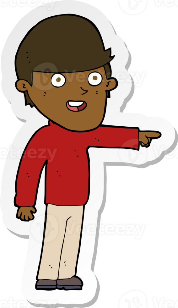 sticker of a cartoon pointing man png