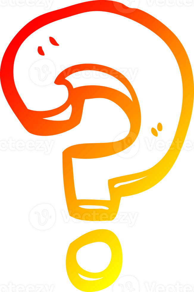 warm gradient line drawing of a cartoon question mark png