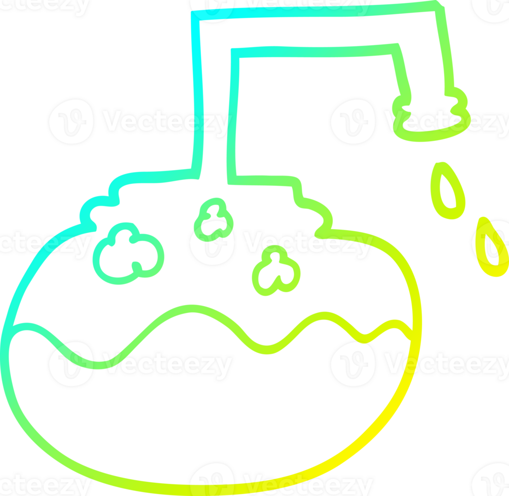 cold gradient line drawing of a cartoon bubbling chemicals png