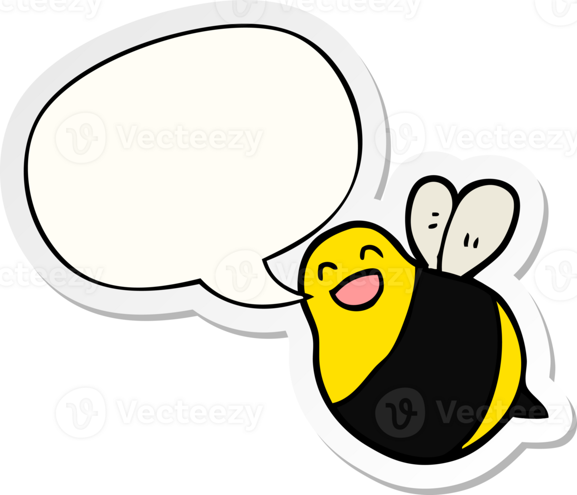 cartoon bee with speech bubble sticker png