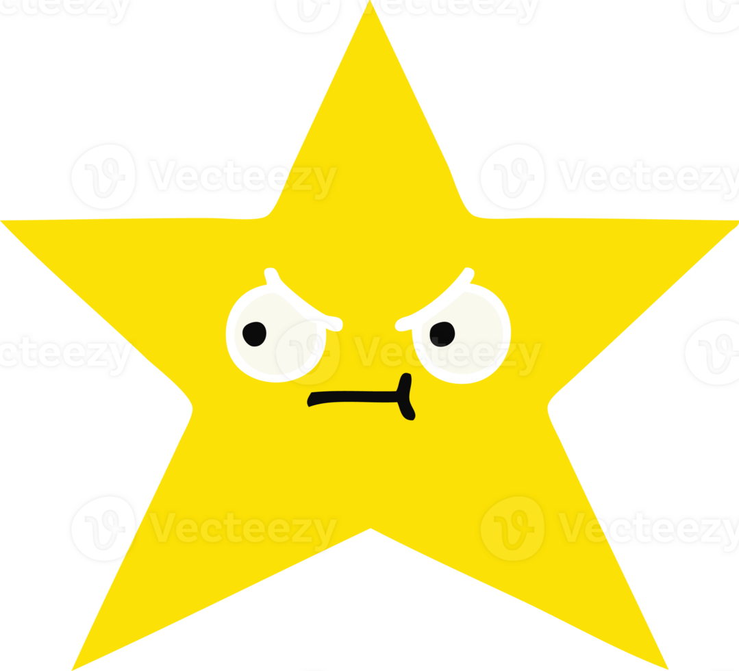 flat color retro cartoon of a gold star png