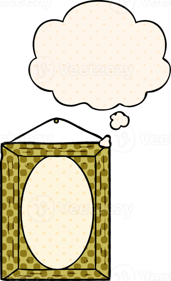 picture frame with thought bubble in comic book style png