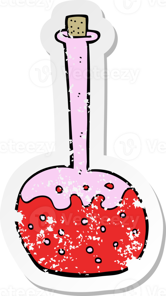 retro distressed sticker of a cartoon chemical potion png