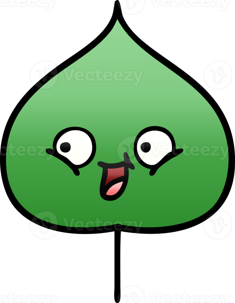 gradient shaded cartoon of a expressional leaf png
