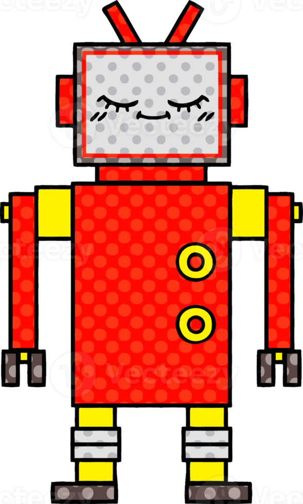 comic book style cartoon of a robot png