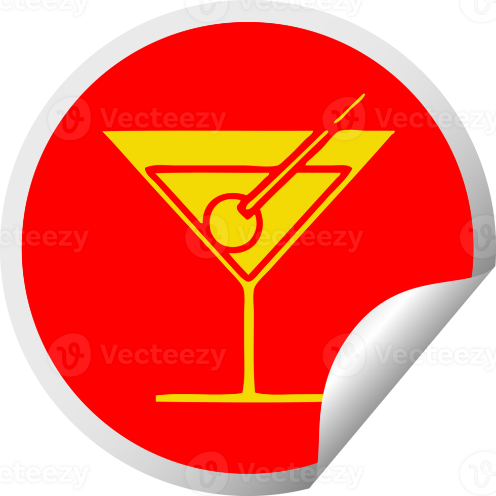 circulaire peeling autocollant dessin animé de une fantaisie cocktail png